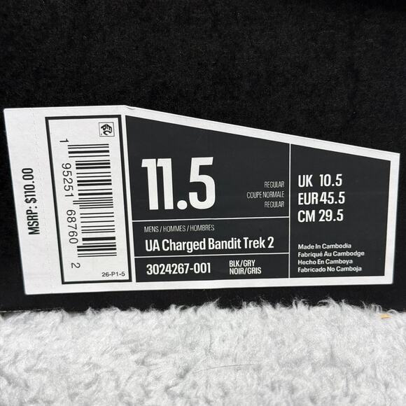 Under Armour Charged Bandit Trek 2 Mens 11.5 Hiking Shoes Sneakers Black Gray - Picture 11 of 11